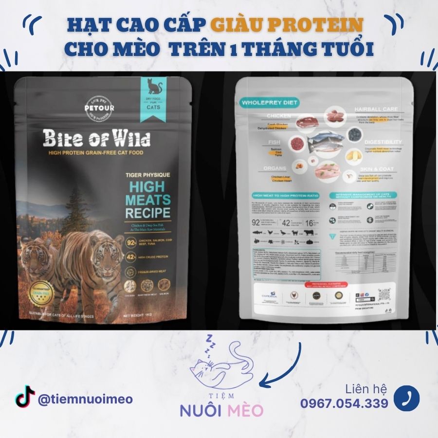 Hạt cho mèo Bite Of Wild - Petour Singapore - Túi seal 1kg