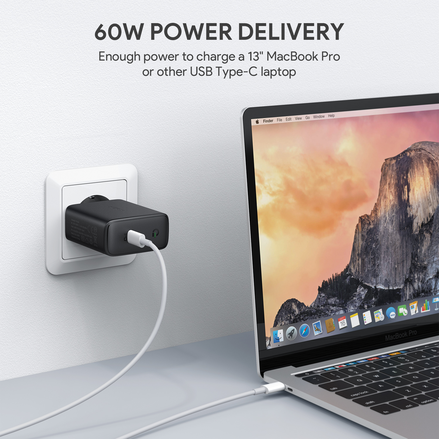 Cốc Sạc Type C AUKEY PA-D4 Power Delivery 60W Sạc Macbook Pro Tích Hợp Công Nghệ GaNFast - Hàng Chính Hãng