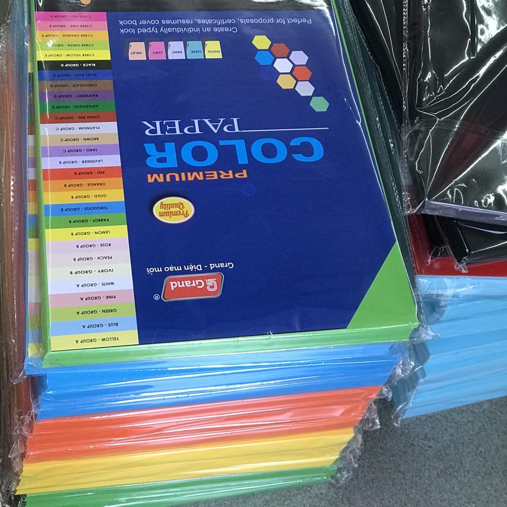 Xấp 100 tờ bìa giấy màu A4 160gsm Grand TMG 8116 A4 Premium Color Paper màu tươi sáng