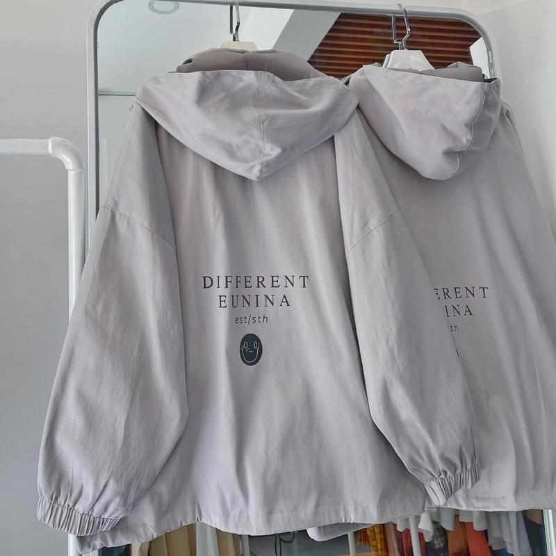 Áo Khoác dù Mặt cười jacket ulzzang unisex Nón Rời form rộng Hàn Quốc
