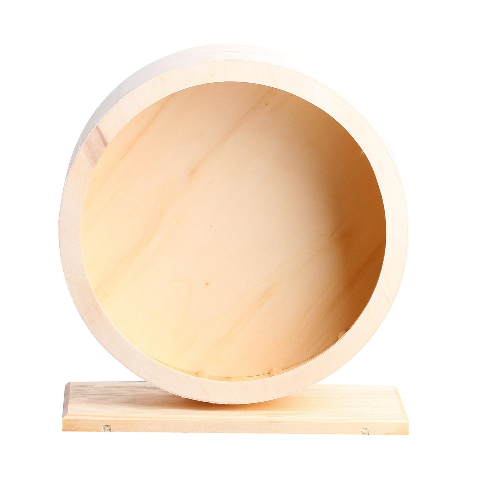2 Pieces Round Wooden Quiet Roller Hamster Exercise Sports Wheel Rat Toy