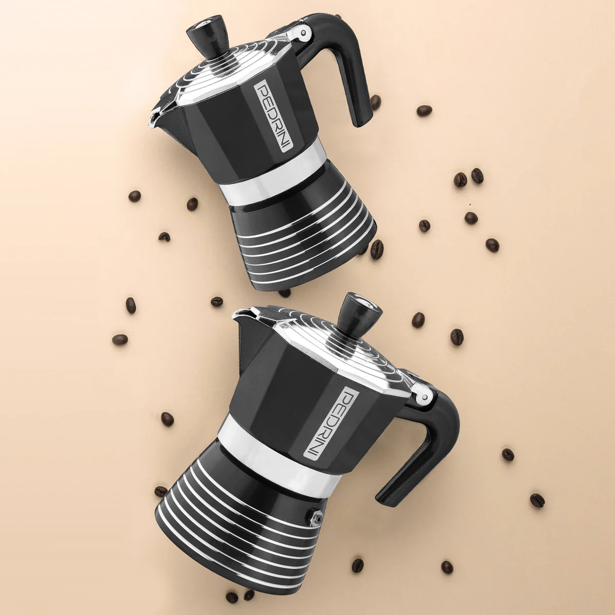 Ấm pha cà phê PEDRINI Infinity Rock - Aluminium - Màu Đen - 1 cup /2 cup /3 cup /6 cup