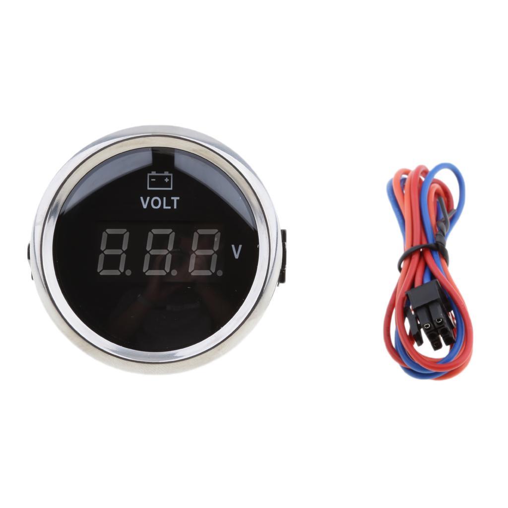 52mm Marine Red Digital LED Electronic 8-32V   Meters Gauge - Black
