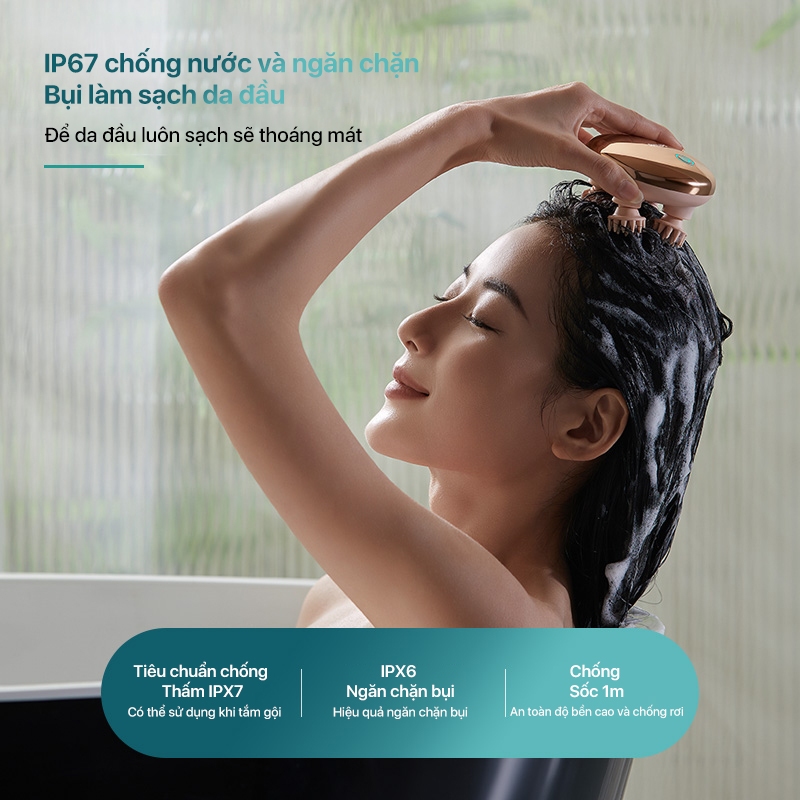 Máy massage đầu Philips PPM1301 mô phỏng massage như các đầu ngón tay, 7 chế độ massage thư giãn - Hàng chính hãng