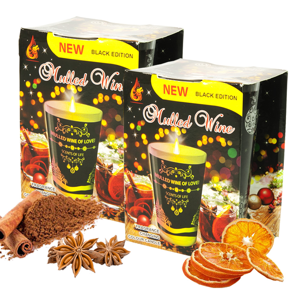 Combo 2 ly nến thơm tinh dầu đổi màu Golden Dragon Mulled Wine 140g - cam, quế, hồi, nến trang trí, thơm phòng, thư giãn, hỗ trợ khử mùi