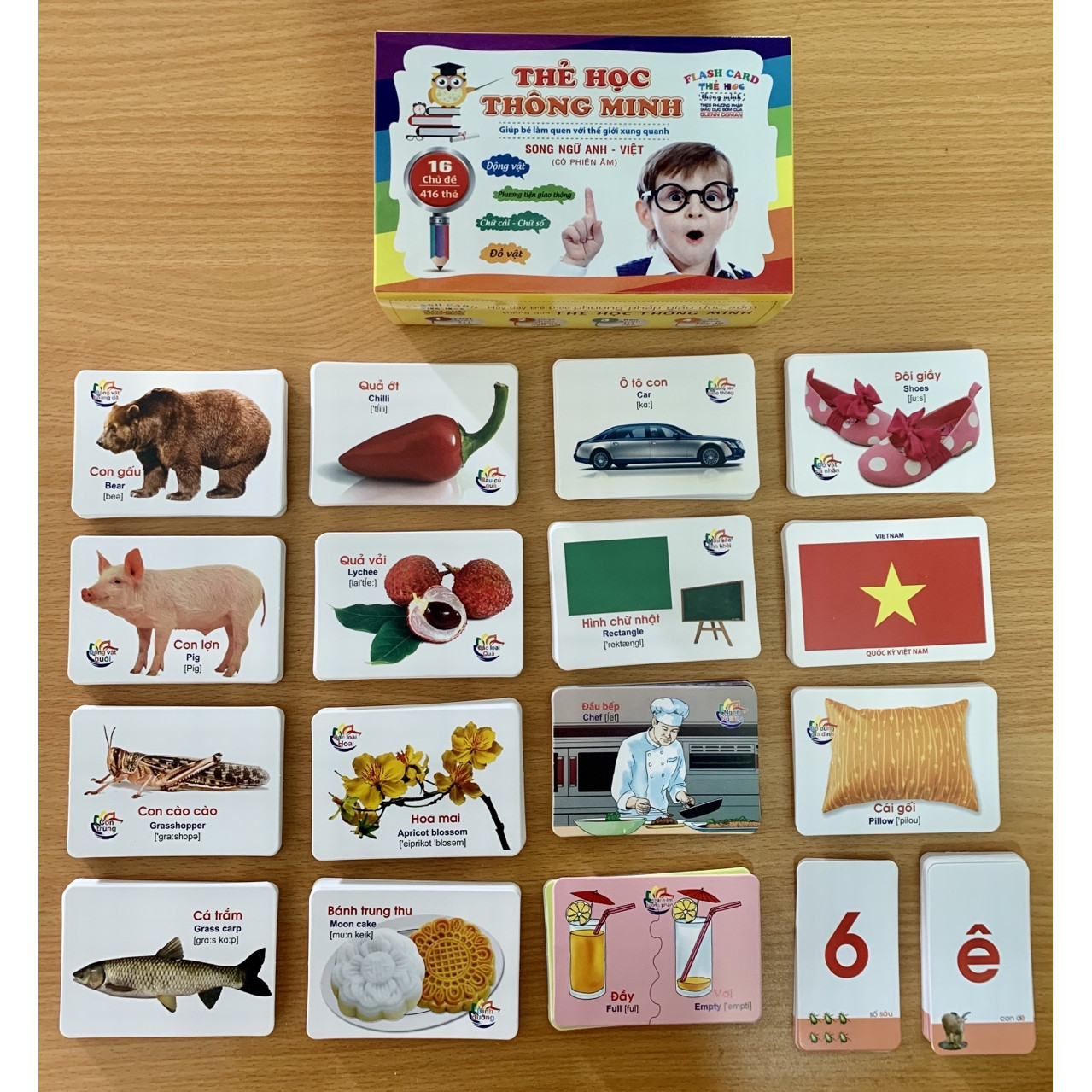 Bộ Thẻ Học Thông Minh thế giới xung quanh Flashcards Cho Bé bộ 416 Thẻ Học với 16 chủ đề