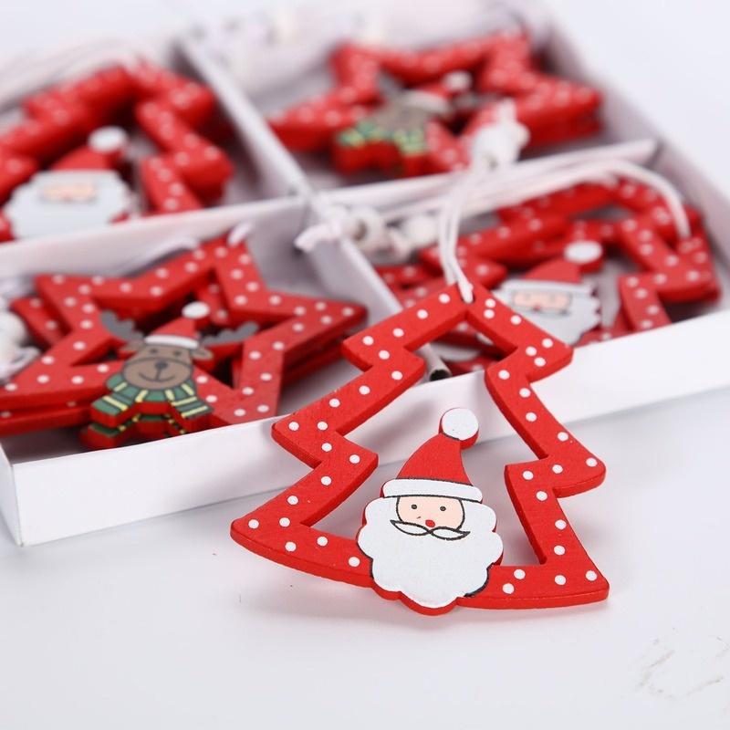 Bộ 12 ngôi sao gỗ trang trí cây thông giáng sinh