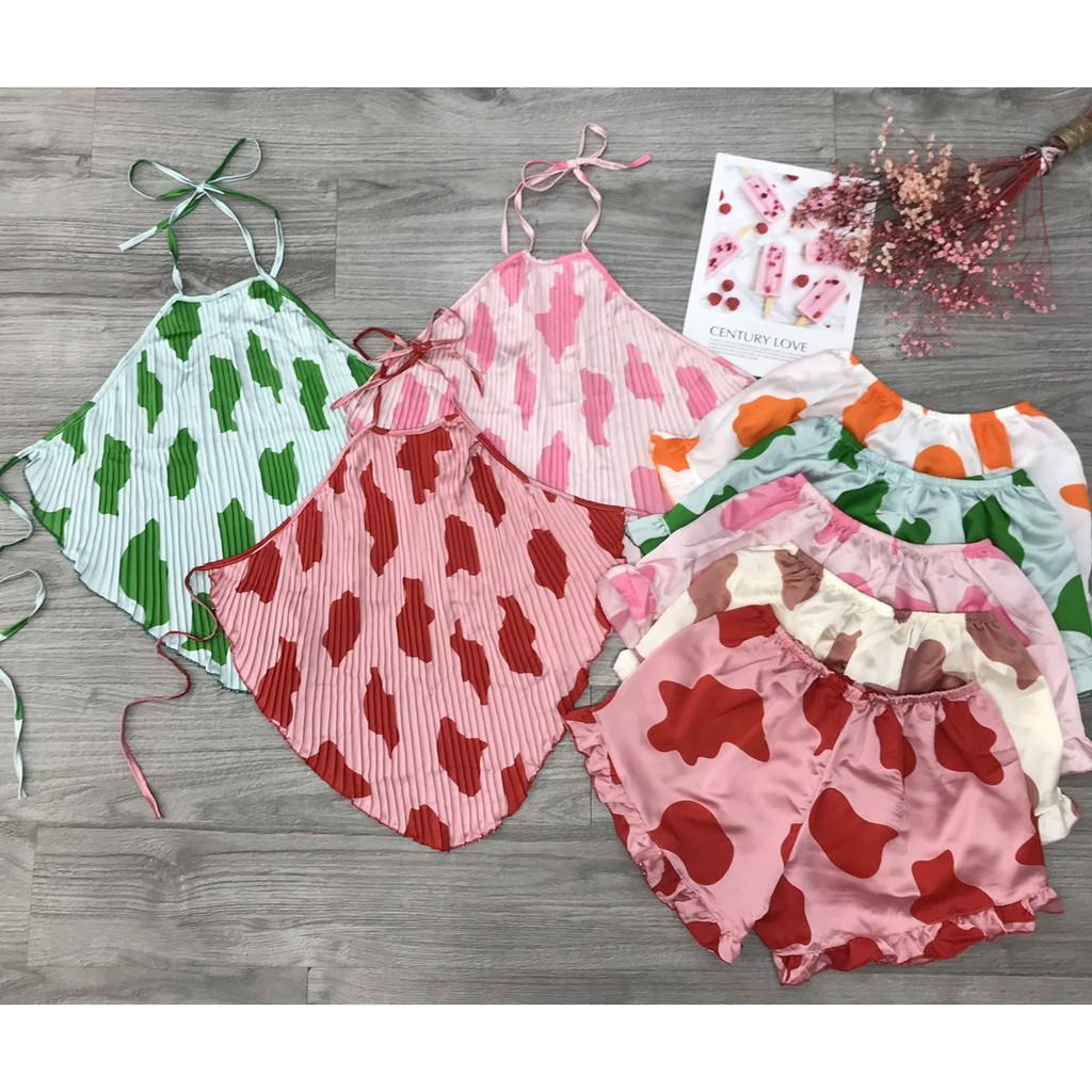 Đồ ngủ sexy, yếm ngủ bò sữa chất Satin mềm đẹp mặc ngủ thoải mái gợi cảm freesize