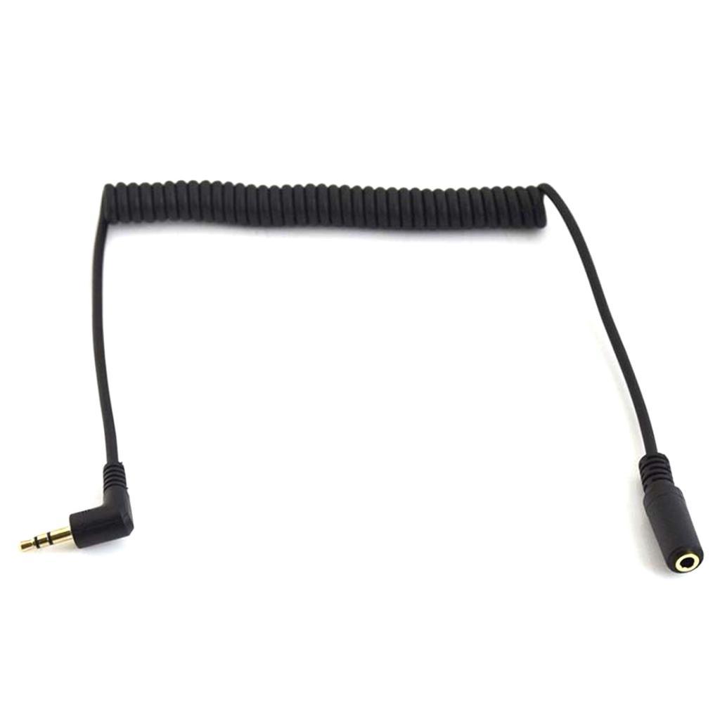 3-Pole Coiled 3.5mm Male Right Angle to Female Stereo Audio Spring Aux Cable