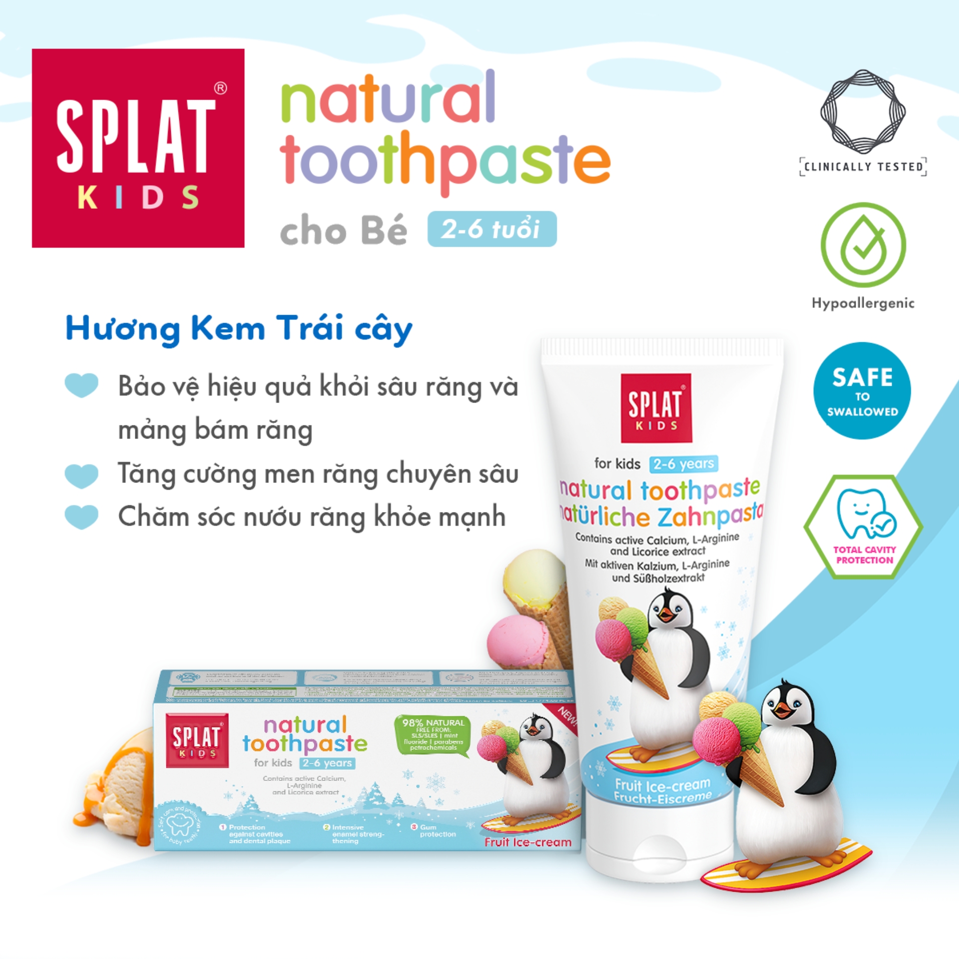 Kem Đánh Răng Cho Bé Từ 2-6 Tuổi SPLAT Kids Hương Kem Trái Cây Bảo Vệ, Củng Cố Men Răng An Toàn Hiệu Quả Dung Tích 50ml