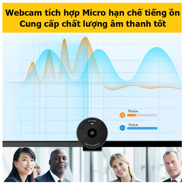 Webcam eMeet C955 full HD 1080P tự động điều chỉnh ánh sáng, tích hợp micro giảm tiếng ồn - Hàng chính hãng