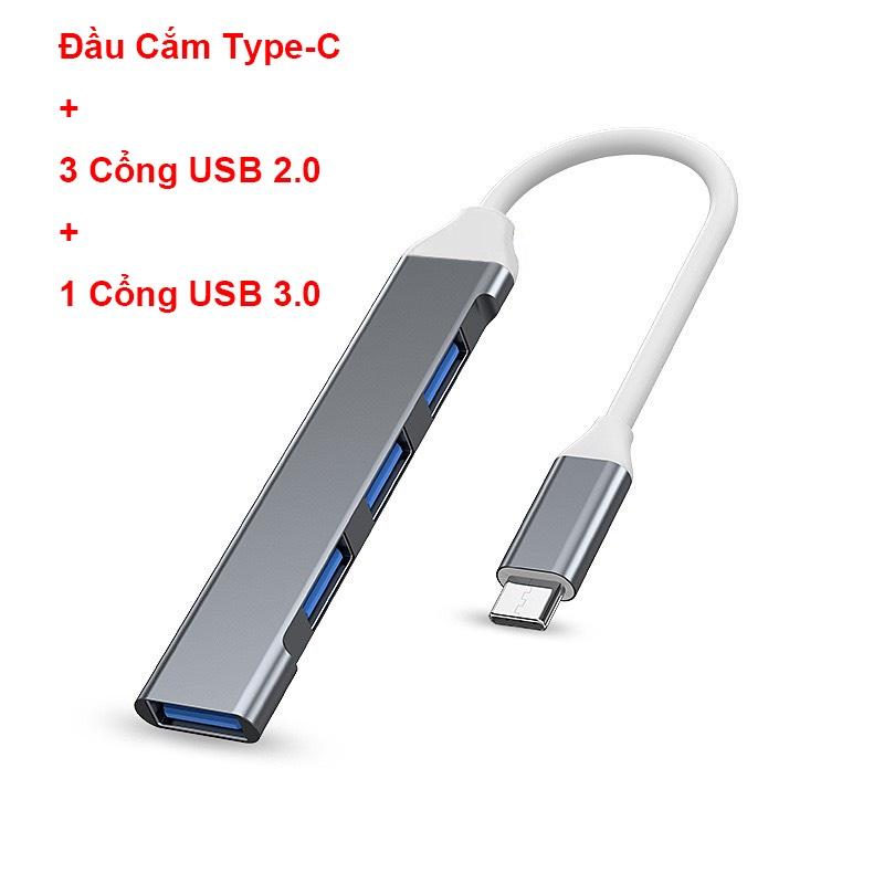 Bộ chia cổng Hub USB và Hub Type C màu xám