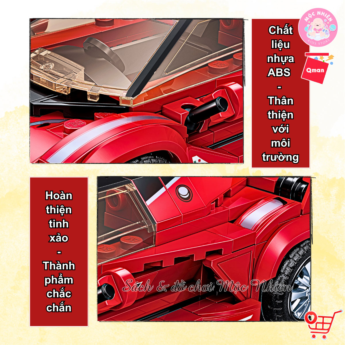 Đồ Chơi Xếp Hình, Lắp Ráp Qman 91002 - Xe đua rực lửa (338 mảnh ghép)