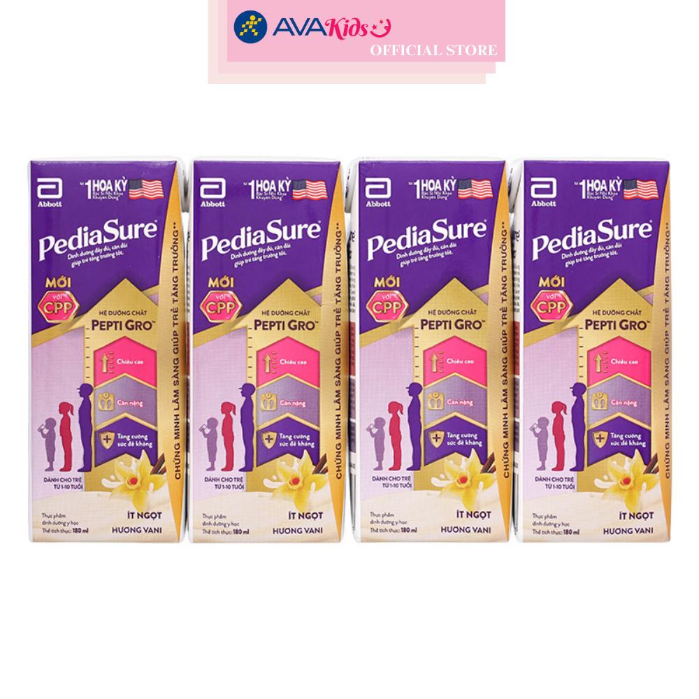 Lốc 4 hộp sữa pha sẵn Abbott PediaSure hương vani 180 ml (1 - 10 tuổi)