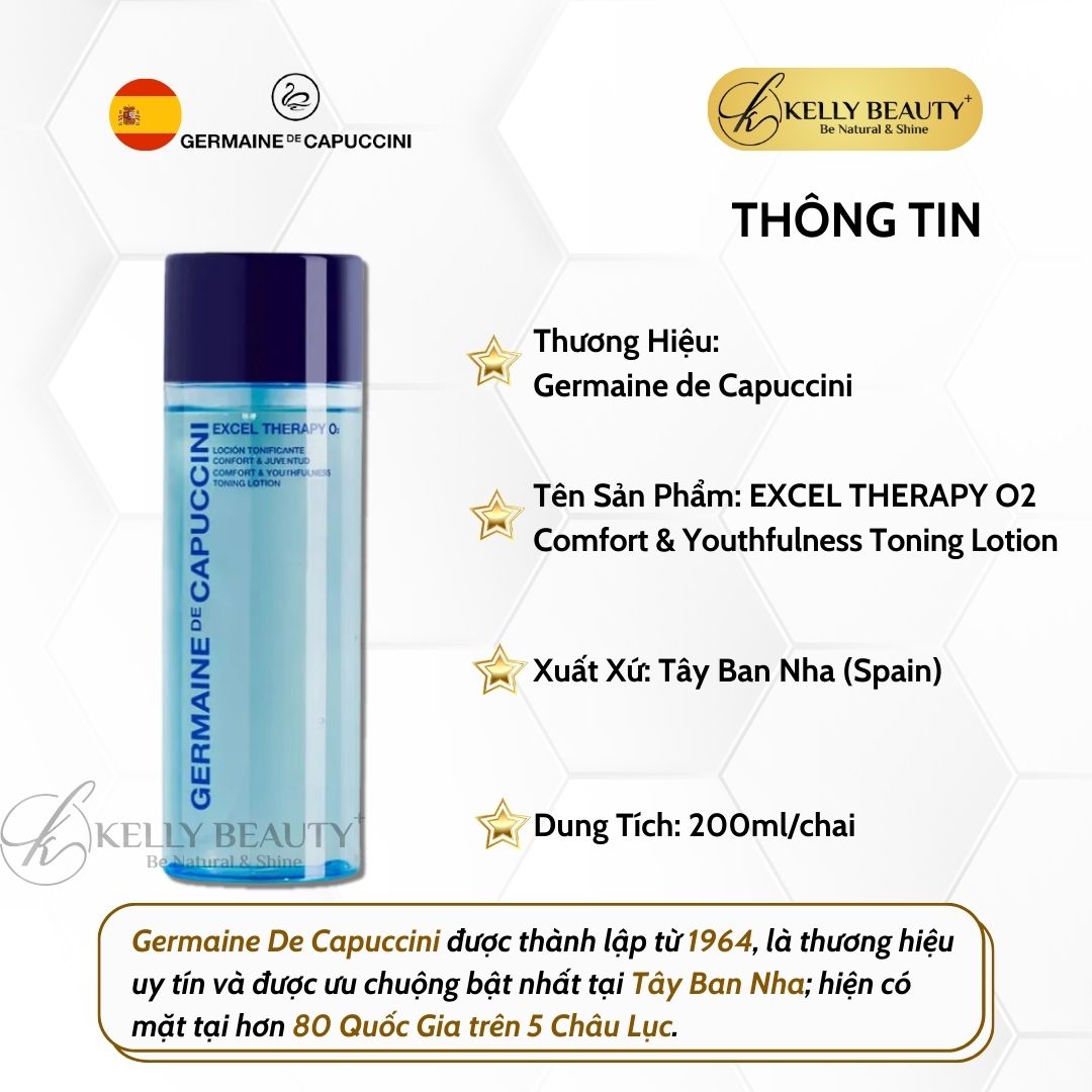 Nước Cân Bằng Thanh Lọc Da Germaine Excel Therapy O2 Comfort &amp; Youthfulness Toning Lotion | Kelly Beauty