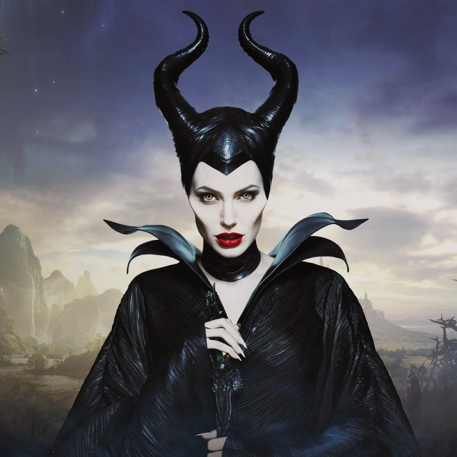 Mũ đội đầu sừng Tiên hắc ám Maleficent sừng dài 23cm hóa trang Halloween cho trẻ em và người lớn