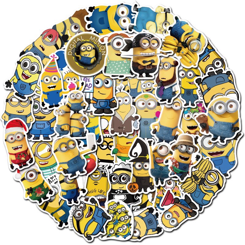 Bộ 50 Sticker Chống Thấm Nước Hình Minion