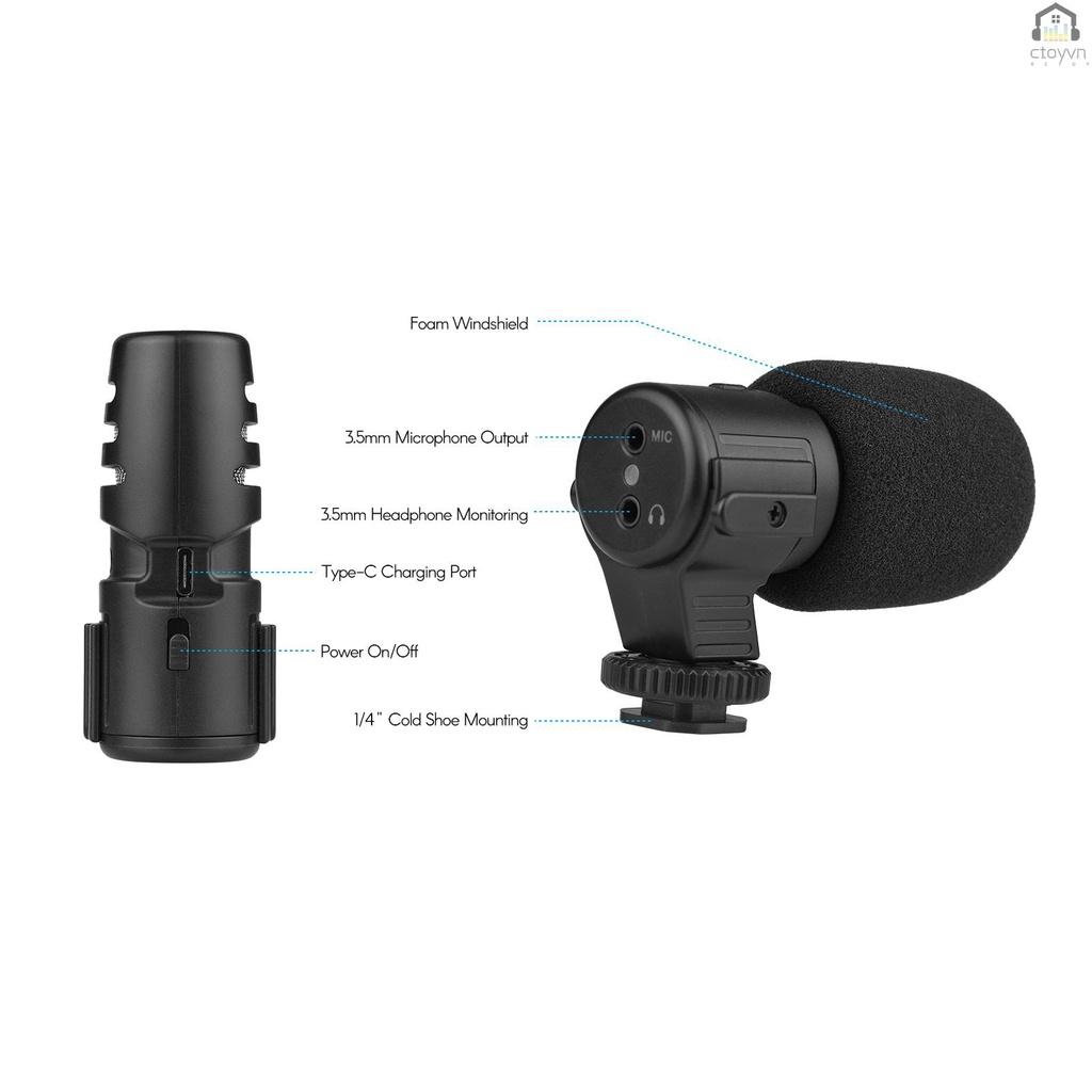 Micro cài áo kèm giá đỡ giắc cắm 3.5mm 1/4-inch và pin 110mAh dùng cho máy ảnh DSLR