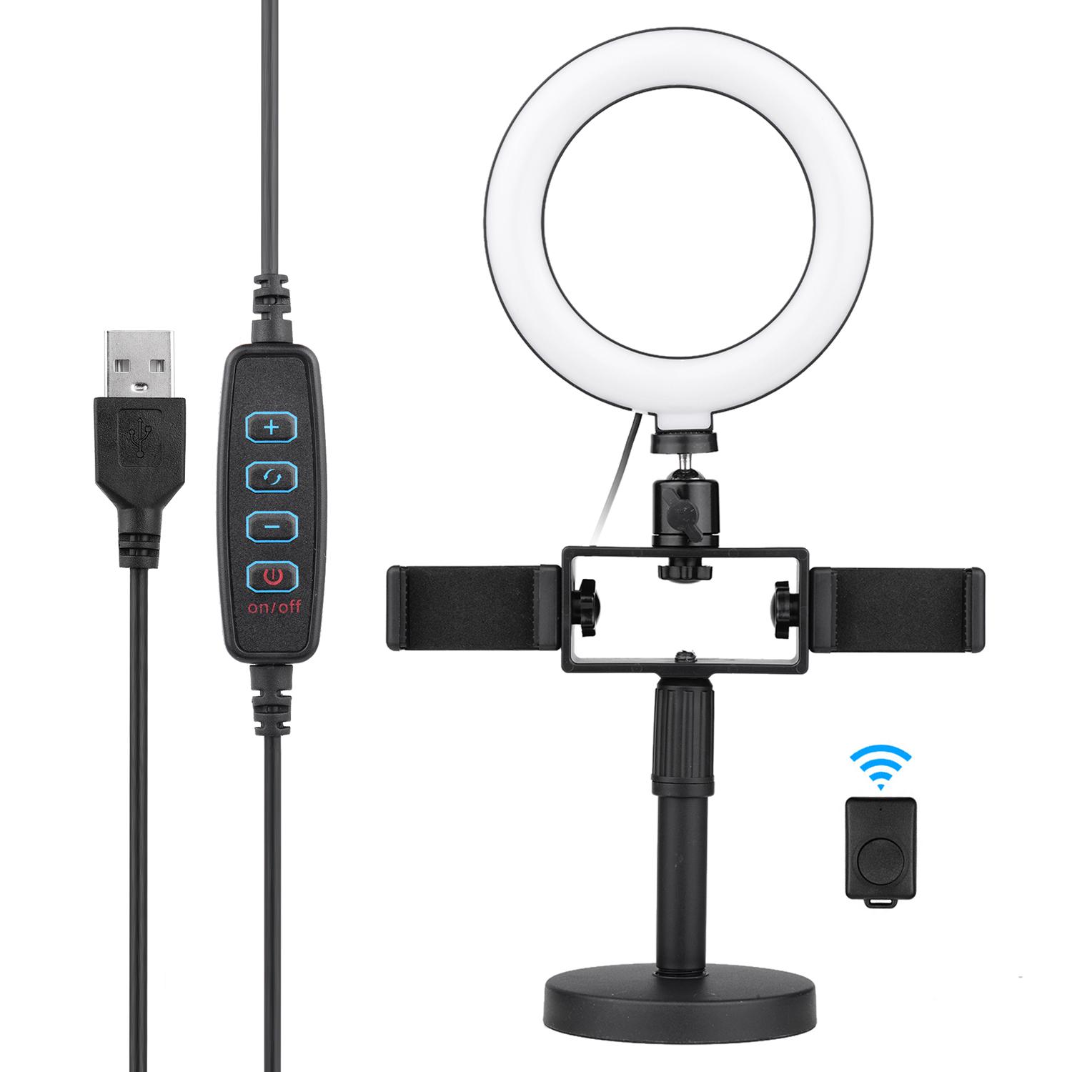 Dđèn LED Ring Light 3200-5600K Có thể điều chỉnh độ sáng 10 cấp với đầu bóng để bàn 6,5 inch / 16cm