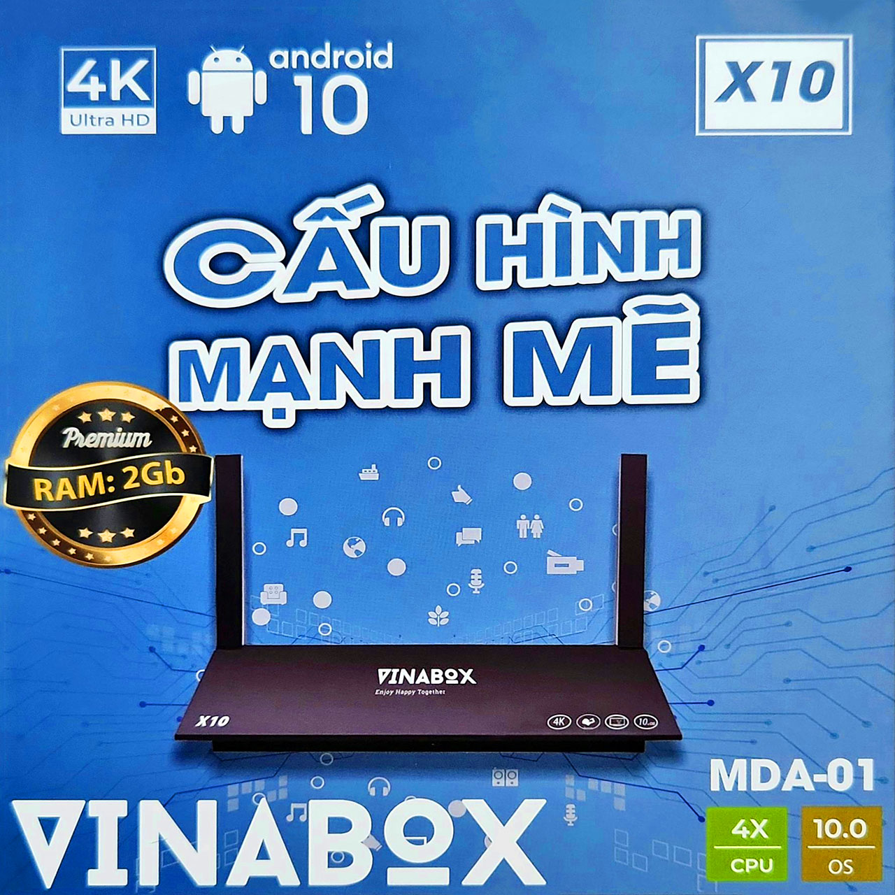 Android vinabox X10 ram 2G-4G rom 16G -32G mới xem truyền hình miễn phí, Youtube, HBO, ... - Hàng Chính hãng