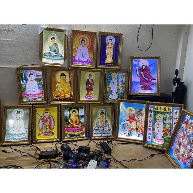 Tranh đèn led siêu mỏng, tranh led 3D quan thế âm, phật adida, hình thờ phật giáo