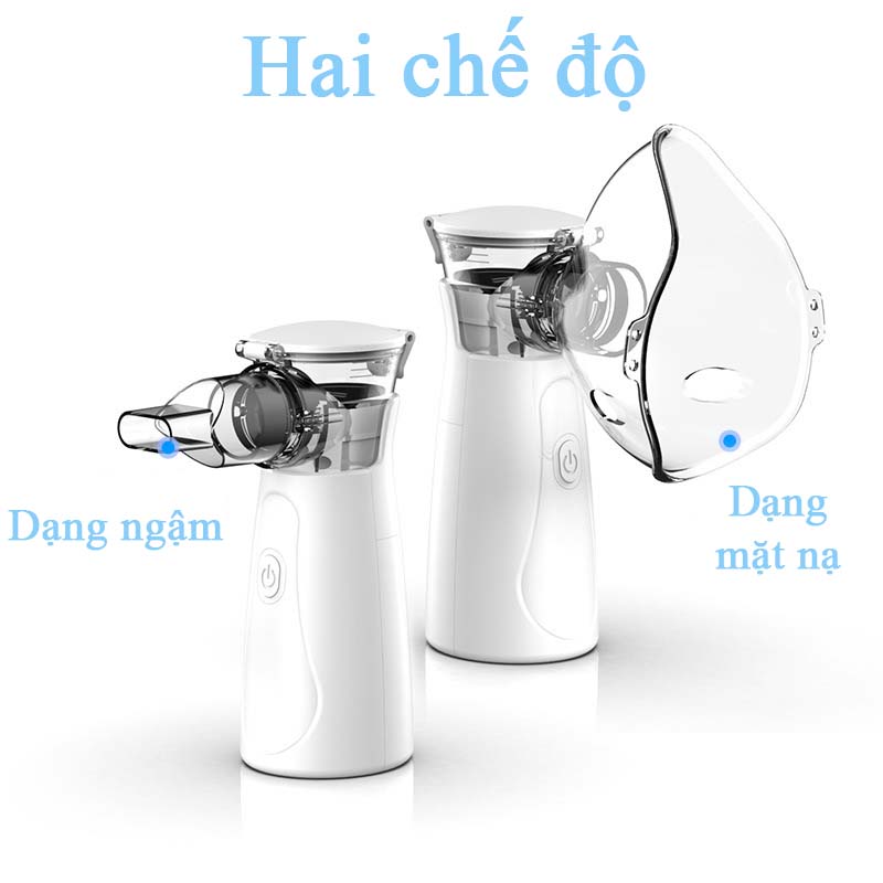 Máy Khí Dung Xông Mũi Họng Đa Năng 2 Trong 1 Cho Bé Và Người Lớn Máy Thở Khí Dung Nhỏ Gọn Công Nghệ Mới Hạt Sương Siêu Nhỏ Giúp Thẩm Thấu CaoTrị Viêm Phổi Viêm Phế Quản Viêm Xoang Tặng 2 Mặt Nạ Và 1 Đầu Ngậm