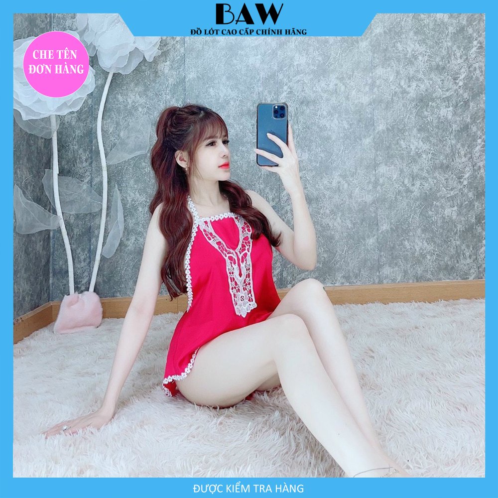 Hình ảnh Đồ Ngủ Hai Dây Lụa Satin Cao Cấp Sexy Quyến Rũ Thương Hiệu Baw, Chất Liệu Lụa Mát Mịn Nhẹ Nhàng Cực Kỳ Lôi Cuốn NT713 (hình thật shop tự chụp)