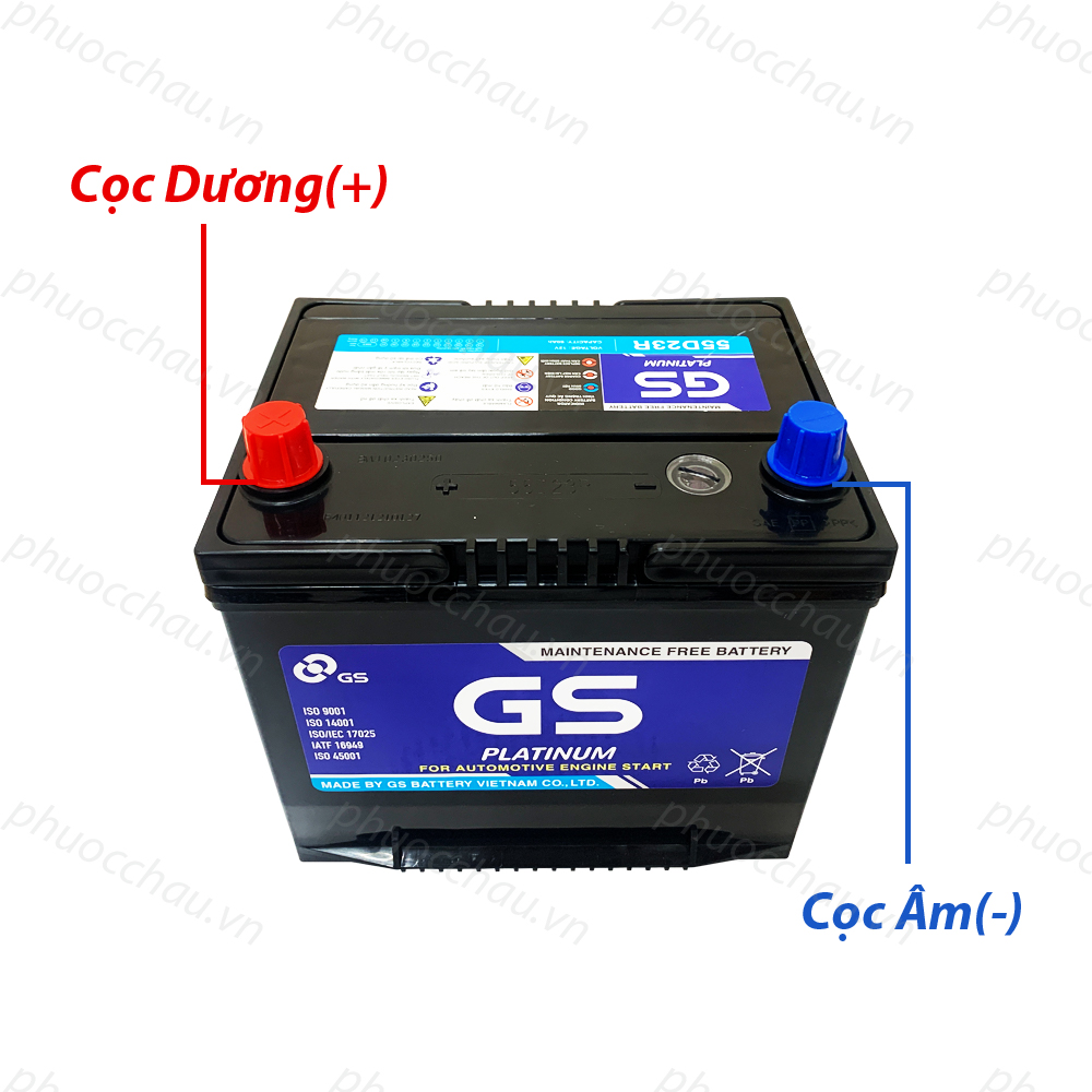 Bình Ắc Quy 12V-60Ah, Ắc Quy Ô Tô GS MF 55D23L/R