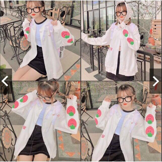 Áo Khoác Hoodie Áo Hoodie Nam Nữ Unisex TRÁI DÂU Dễ Thương 2 Màu - Áo Khoác Nam Nữ F
