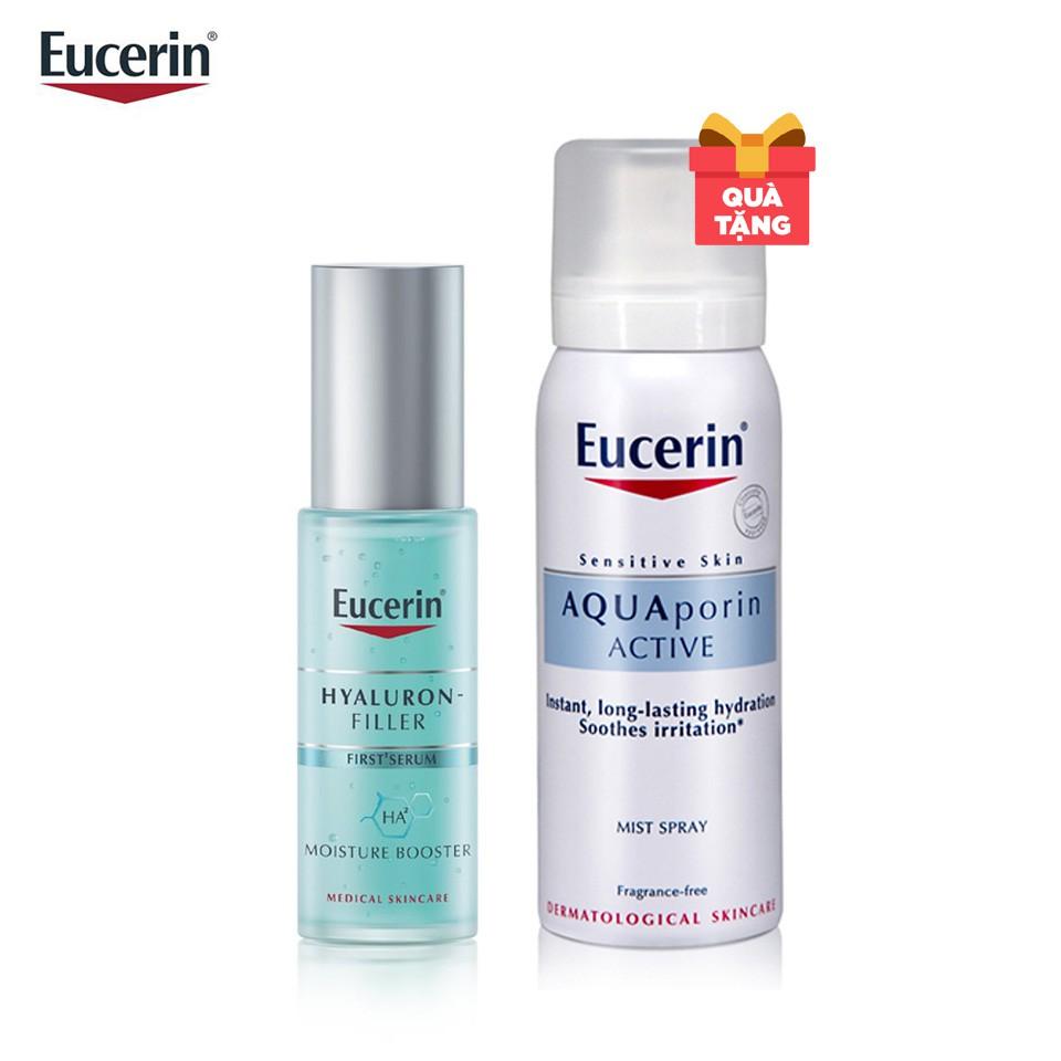 Eucerin Tinh Chất Cấp Ẩm &amp; Ngăn Ngừa Lão Hóa 30ml, Tặng Eucerin Xịt Dưỡng Ẩm Eucerin Aquaporin Active 50ml