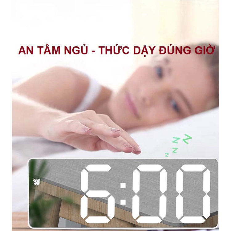 Đồng hồ báo thức đèn LED tích hợp gương 3 chế độ hiển thị, 2 chế độ sạc nhiều kiểu dáng - DHL01