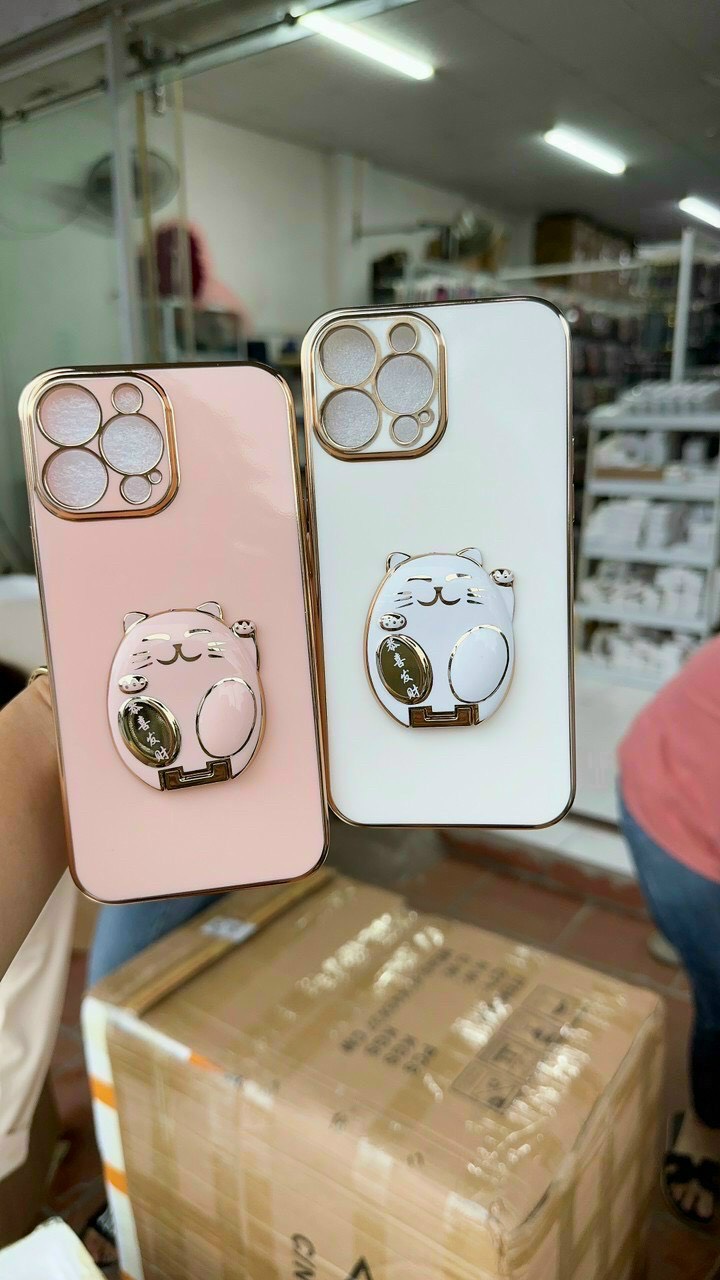 Ốp Điện Thoại Mèo Thần Tài Kèm IRing Dành Cho iphone 14 promax, 13 promax, 12 promax, 11 promax, xmax_A143