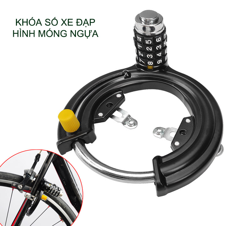 Khóa số chống trộm xe đạp, loại hình móng ngựa, 4 mã số cố định không thay đổi được