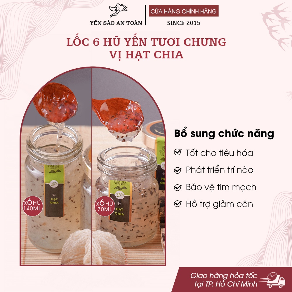 Quà Tặng Sức Khoẻ ý nghĩa cho Tết 2024 Yến chưng sẵn vị hạt Chia ĐẬM ĐẶC YẾN TƯƠI từ Yến Sào An Toàn