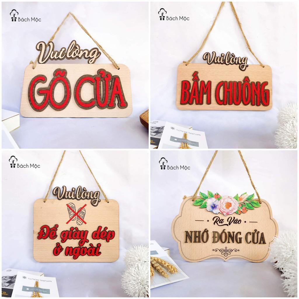 Bảng gỗ vui lòng gõ cửa, bấm chuông, đóng cửa mẫu đẹp (bảng gỗ trang trí + quà tặng