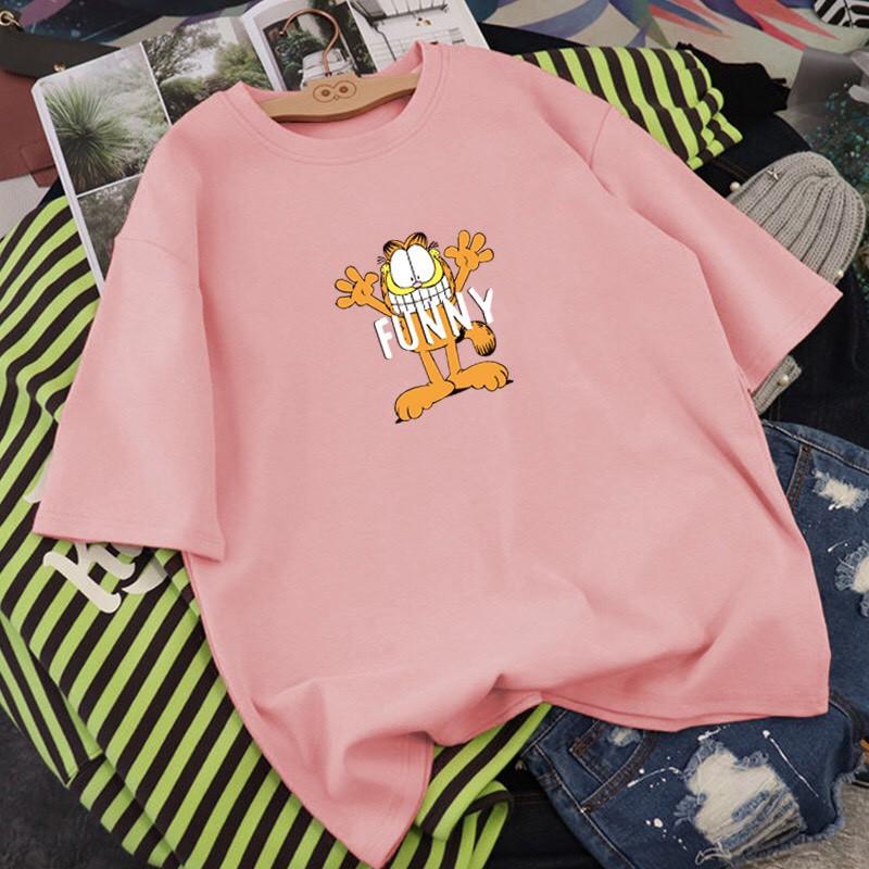 Áo phông nữ dáng rộng unisex mèo vàng