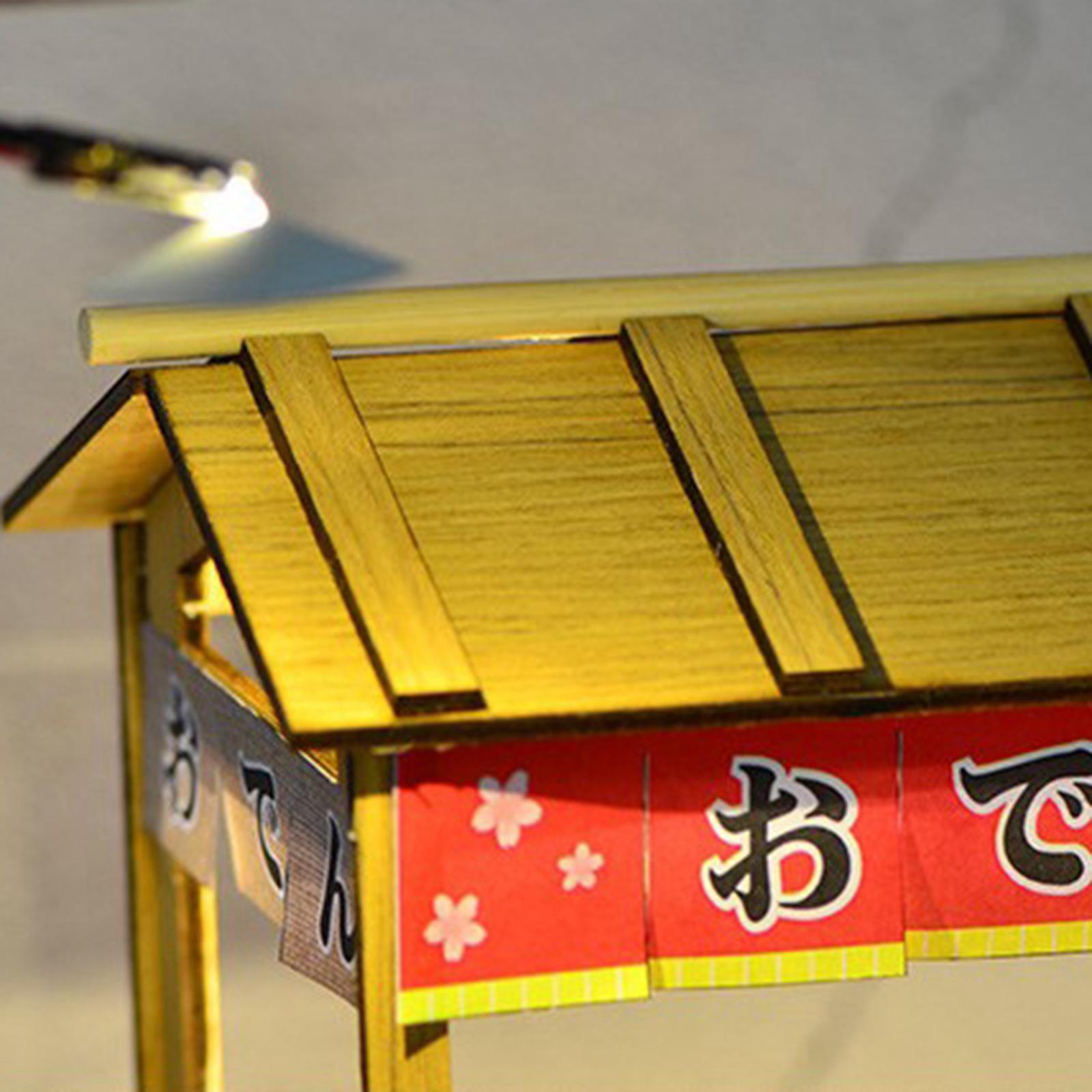 DIY Miniature DollHouse Kit with LED Oden Stall Stand Wooden Doll House Model Kits Present