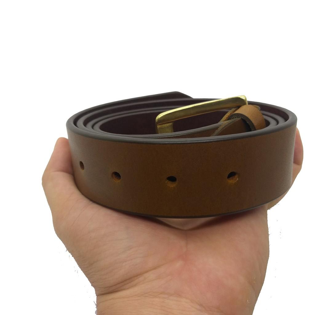 Thắt lưng nam da bò sáp nguyên tấm cao cấp, khóa bằng đồng đúc đặc chính hãng Nhất Tính Leather N162 bảo hành 24 tháng