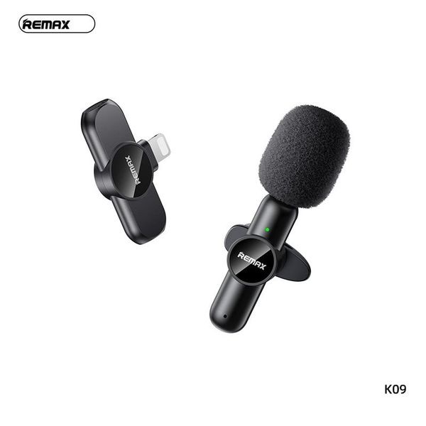 Mic Thu Âm Cài Áo Không Dây REMAX K09 thu âm to, lọc ồn tốt phục vụ livestream, quay video cho điện thoại - Hàng chính hãng