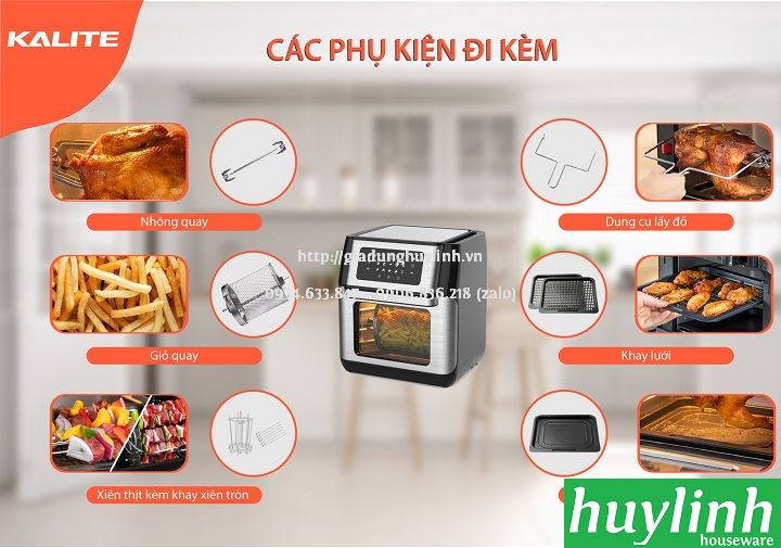 Nồi chiên không dầu điện tử Kalite KL-Q10 - Dung tích 10 lít - Hàng chính hãng - Tặng bao tay + chổi quét