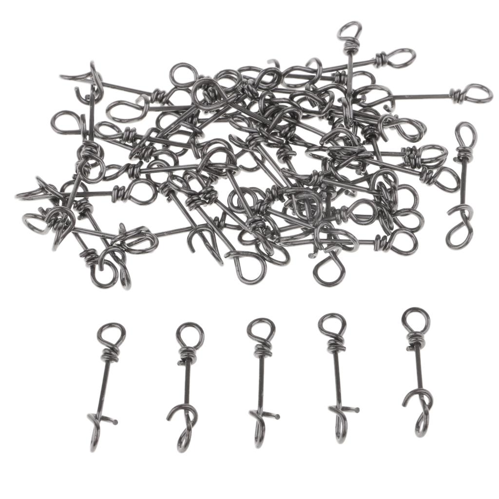 50 Pieces Stainless Steel Quick Lock Fishing Snap Clip Swivel Connector 15mm