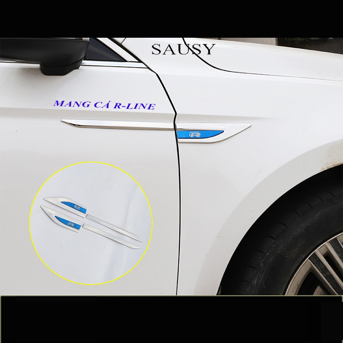 Bộ 2 cặp  ốp mang cá R-Line thể thao trang trí ô tô dán hai cửa