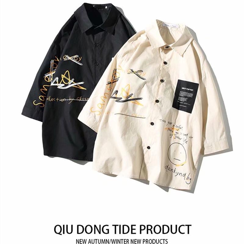 Áo sơ mi nam ngắn tay form rộng phong cách Hàn Quốc