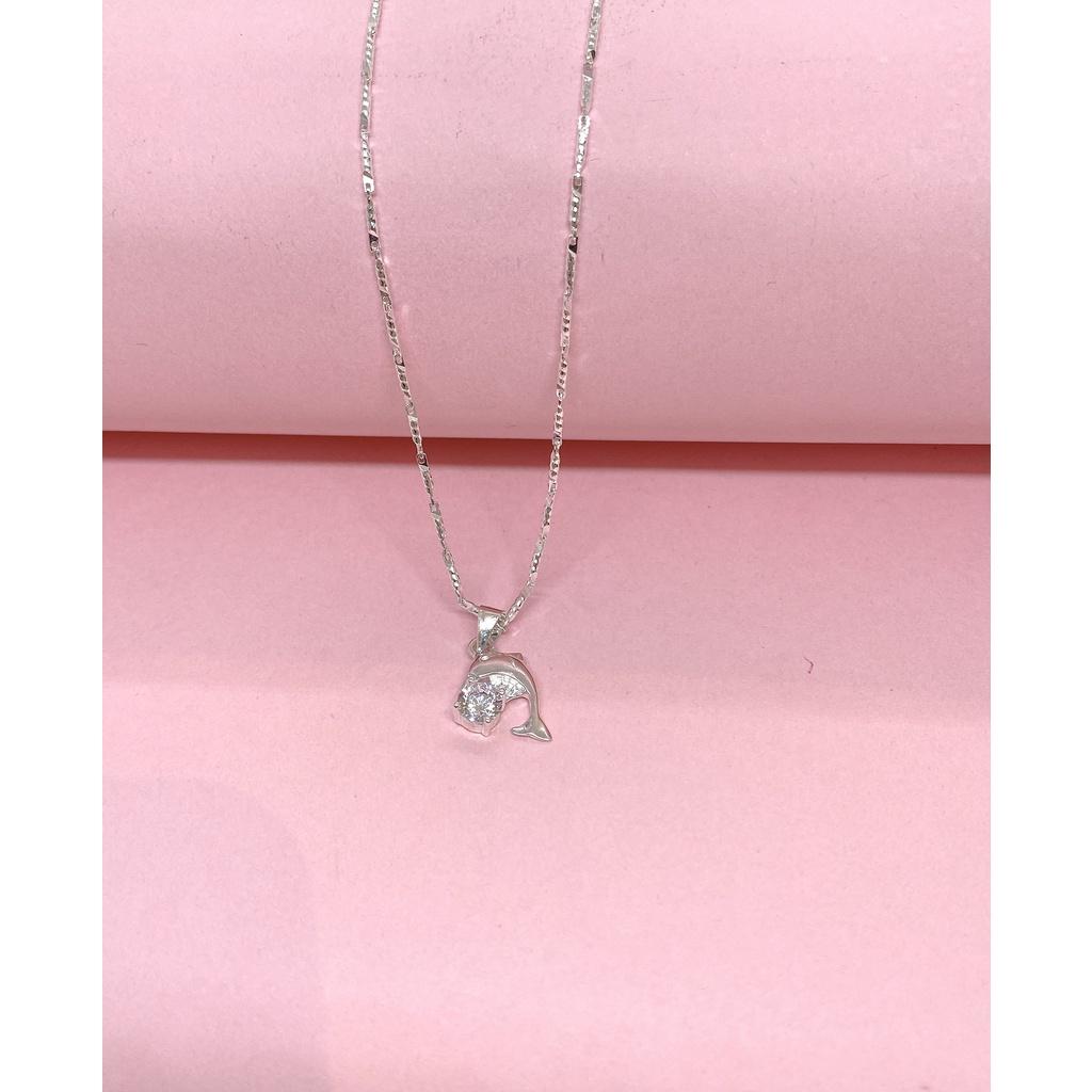 Dây chuyền nữ mặt cá heo đính đá bằng bạc - trang sức Lợi Hoàn