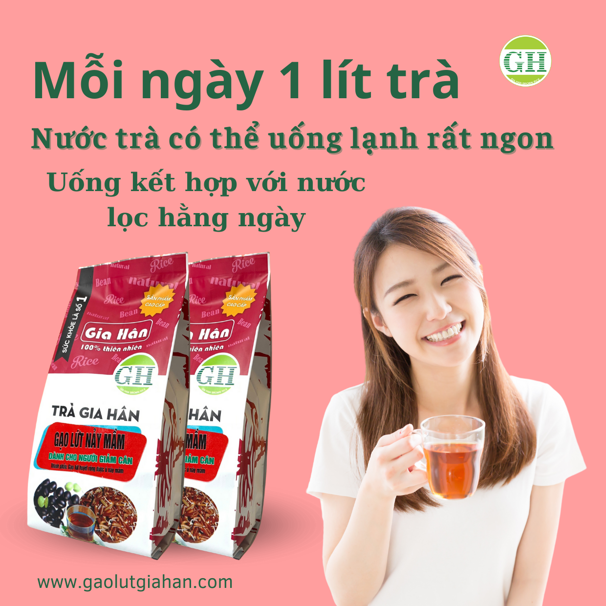 TRÀ GẠO LỨT GIẢM CÂN GIA HÂN , GIẢM MỠ  [ 500G] 100% Thiên nhiên 