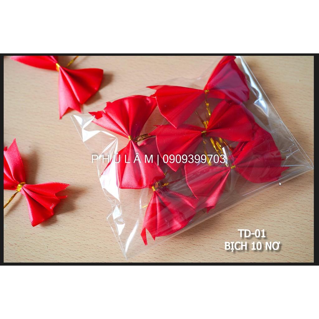 NOEL - BỊCH 10 CÁI / 12 CÁI NƠ TREO TRANG TRÍ NOEL - KT-01 / Nơ Ruy Băng Lụa TD-01