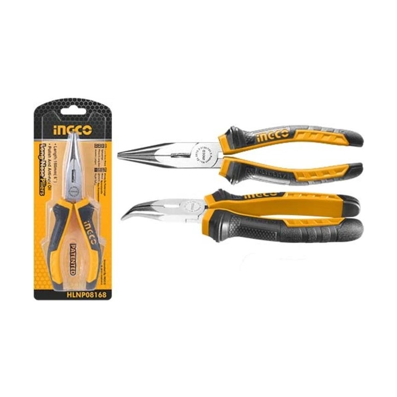 Kềm mũi cong  6"/160mm ingco HBNP08168