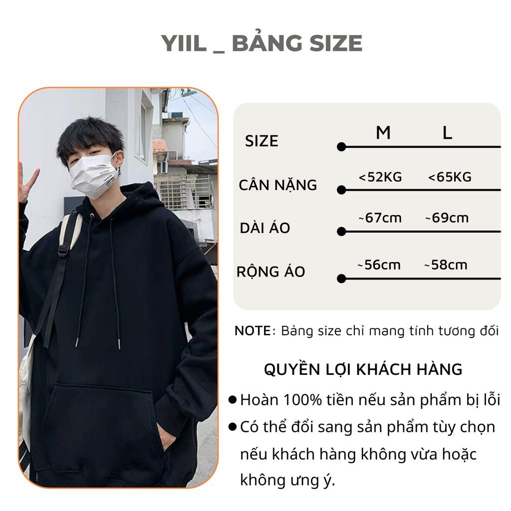 Áo hoodie đen trắng trơn nam nữ form rộng hàn quốc unisex dài tay basic Áo hoodie nỉ bông đen trắng YiiL HD07