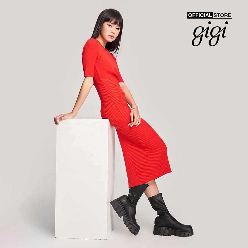 GIGI - Đầm body midi tay ngắn cổ tròn hiện đại G2106K222701