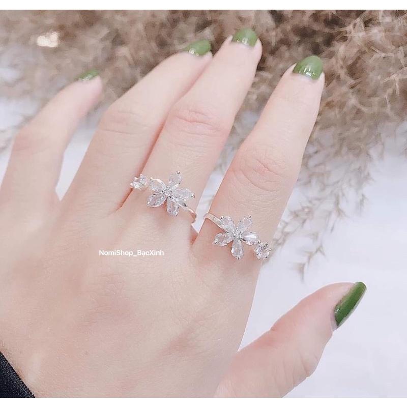 Nhẫn Bạc Hoa đá cho nữ. Hoa 5 cánh Freesize nhẹ nhàng lấp lánh Xinh đẹp cuốn hút - Nomi Shop Bạc Xinh